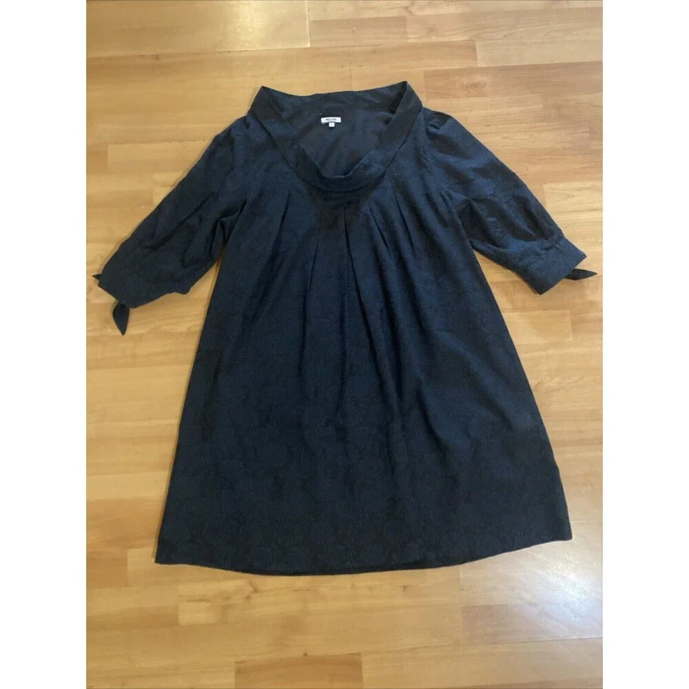 Noa Noa Black Blue Cotton Blend Tunic Short Sleeve Top Dress -Size XL‎
